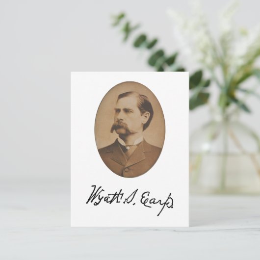 Wyatt Earp Portrait and Signature Briefkaart (Staand voorkant)
