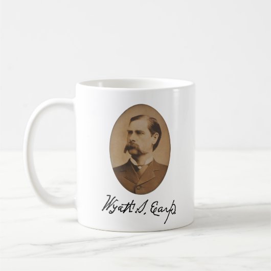 Wyatt Earp Portrait and Signature Coffee Mok (Links)