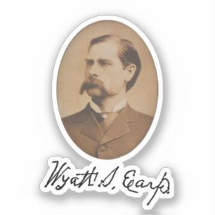 Wyatt Earp Portrait and Signature Sticker