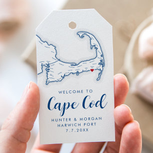 Wychmere Beach Club Modern Navy Bruiloft Welkom Cadeaulabel