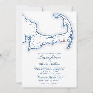 Wychmere Beach Club Trouwuitnodiging Cape Cod Kaart