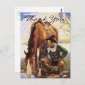Wyeth's Cowboy die zijn paard bewaakt Briefkaart (Voorkant / Achterkant)