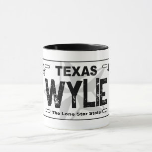 Wylie Texas noir plaque d'immatriculation tasse