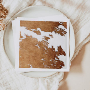 WYNONA Brown Koe Print Country Western Ranch Thema Servet