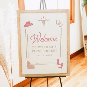 WYNONA Roze Cowgirl Eerste Rodeo Verjaardag Welkom Poster