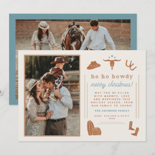 WYNONA Terracotta Westerne Cowboy-kerstkaart Kaart