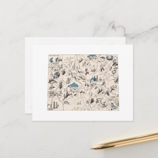 Wyoming  Afbeelding Map Antiek State Chart Briefkaart (Voorkant / Achterkant in situ)