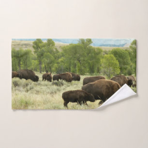 Wyoming Bison Natuur Animal Fotografie Handdoek