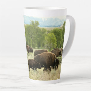 Wyoming Bison Natuur Animal Fotografie Latte Mok