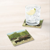 Wyoming Bison Natuur Animal Fotografie Vierkante Kartonnen Onderzetter (Insitu)