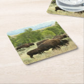 Wyoming Bison Natuur Animal Fotografie Vierkante Kartonnen Onderzetter (Schuin)