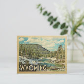 Wyoming Briefkaart- Retro Travel Snowy Winter Natu Briefkaart (Staand voorkant)