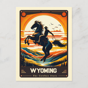 Wyoming Carte postale Vintage Patriotic Spirit