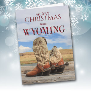 Wyoming Cowboy Boot Christmas Kaart