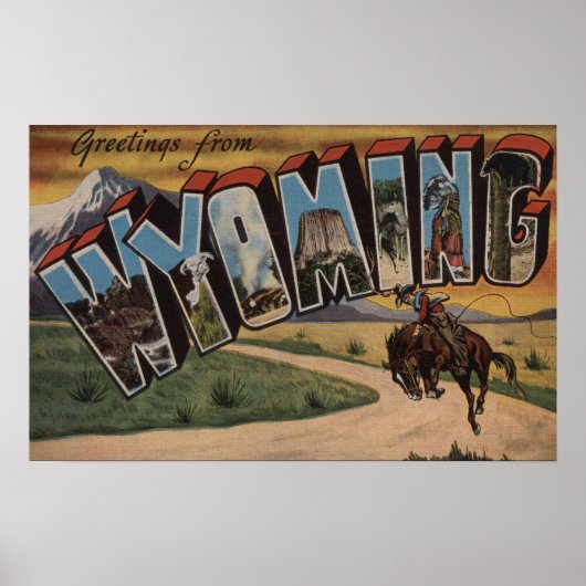 Wyoming (Cowboy)grote lettertjesWyoming Poster (Voorkant)