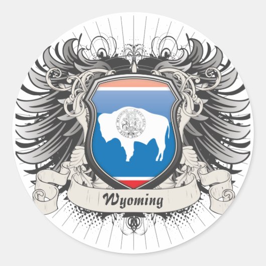 Wyoming Crest Ronde Sticker (Voorkant)
