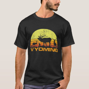Wyoming Deer Hunter  Retro Sun Elk jagen T-shirt