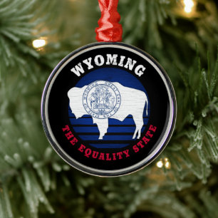 WYOMING EQUALITY STATE FLAG METALEN ORNAMENT
