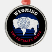 WYOMING EQUALITY STATE FLAG METALEN ORNAMENT (Voorkant)