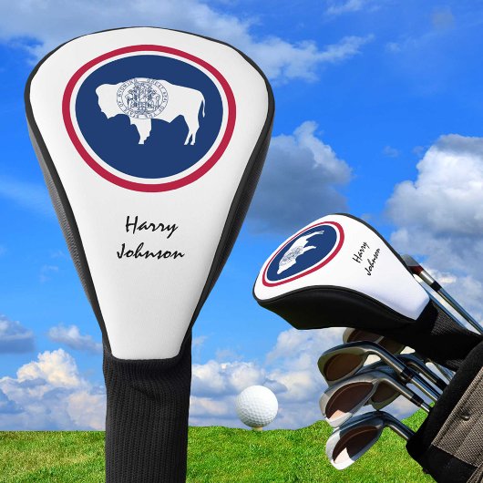 Wyoming Flag & Monogrammed Golfclubs Hoesjes Veren Golfheadcover