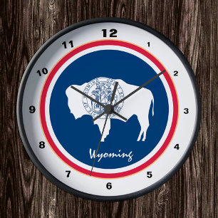 Wyoming Flag & Wyoming fashion/design USA clock Ronde Klok