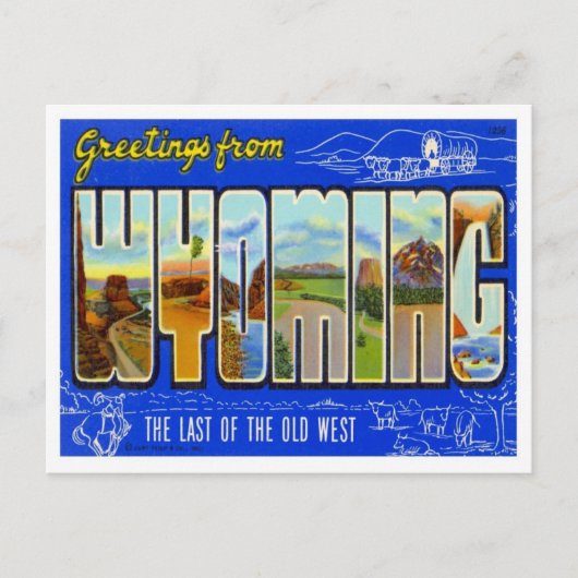 Wyoming Greetings uit de VS Briefkaart (Voorkant)
