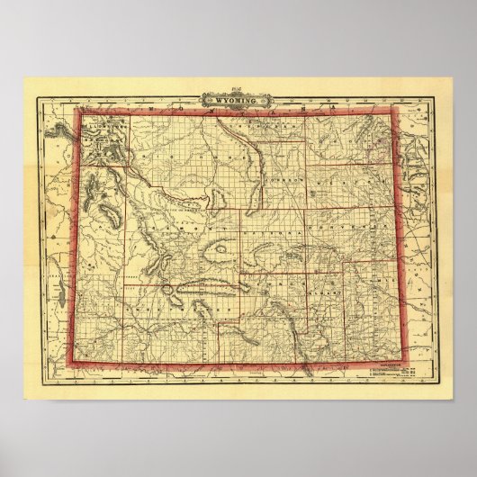 Wyoming Map 1895 Poster (Voorkant)