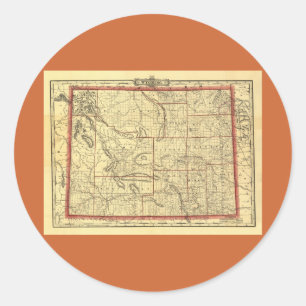 Wyoming Map 1895 Ronde Sticker