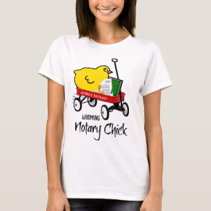 Wyoming Mobile Notary Chick Red Wagon T-shirt