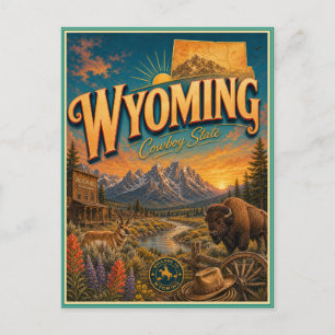 Wyoming Retro Reis Souvenir Prentbriefkaart Briefkaart