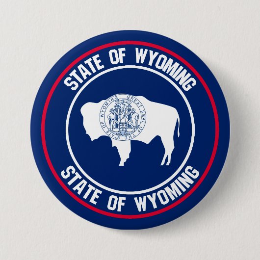 Wyoming Round Emblem Ronde Button 7,6 Cm (Voorkant)