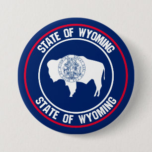 Wyoming Round Emblem Ronde Button 7,6 Cm
