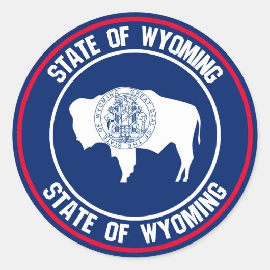 Wyoming Round Emblem Ronde Sticker (Voorkant)