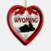 Wyoming Snowmobile Heart-kerstversiering Keramisch Ornament (Rechts)