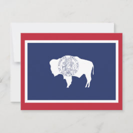 Wyoming State Flag Bison Red Border Briefkaart