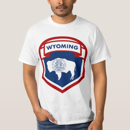 Wyoming State Flag Crest Shield Style T-shirt (Voorkant)