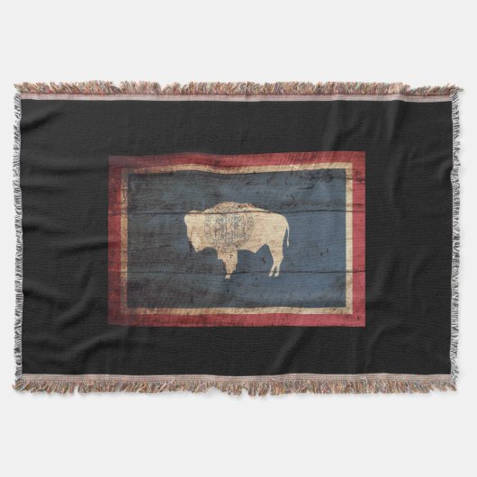 Wyoming State Flag op Old Wood Grain Deken (Voorkant)
