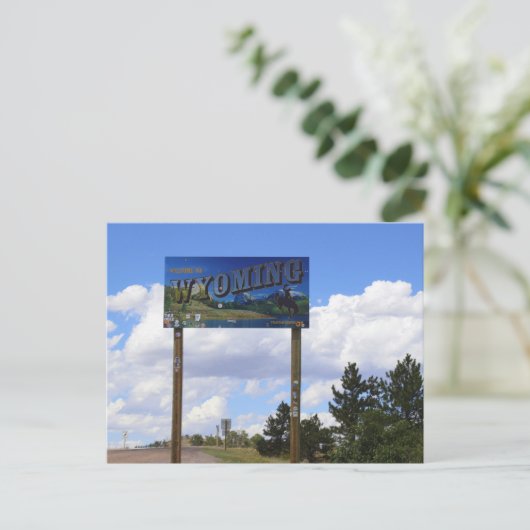 Wyoming State Line Sign Briefkaart (Staand voorkant)