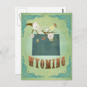 Wyoming State Map - groen Briefkaart (Voorkant / Achterkant)