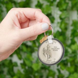 Wyoming State Quarter-ontwerp met tint Sleutelhanger