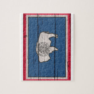 Wyoming State-vlag op oud hout Legpuzzel