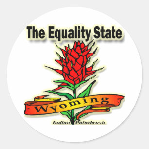 Wyoming The Equality State Indian Paintborstel Ronde Sticker