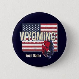 Wyoming United States Retro State Map Verenigde S Ronde Button 5,7 Cm
