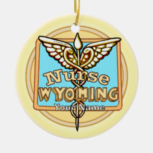 Wyoming Verpleegster Caduceus Keramisch Ornament
