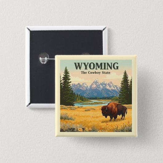  Wyoming Vierkante Button 5,1 Cm (Voorkant /achterkant)