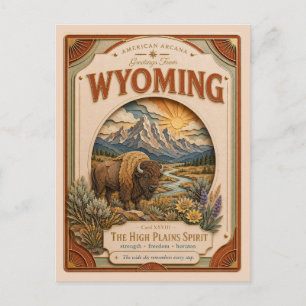 Wyoming Vintage Paper Cut Amerikaanse Arcana Briefkaart