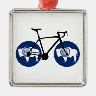 Wyoming Vlag Fietsen Metalen Ornament