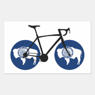 Wyoming Vlag Fietsen Rechthoekige Sticker