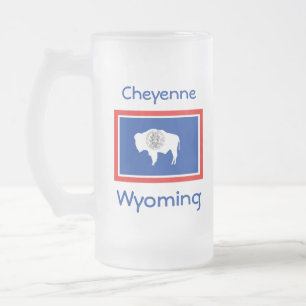 Wyoming Vlag Kaart Stad Mok