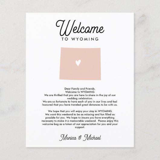 WYOMING Welkomstbrief Reisroute OM HET EVEN WELKE  (Voorkant)